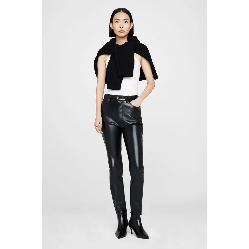 Anine Bing Sonya Black Faux Leather Pants Size 34 US 2